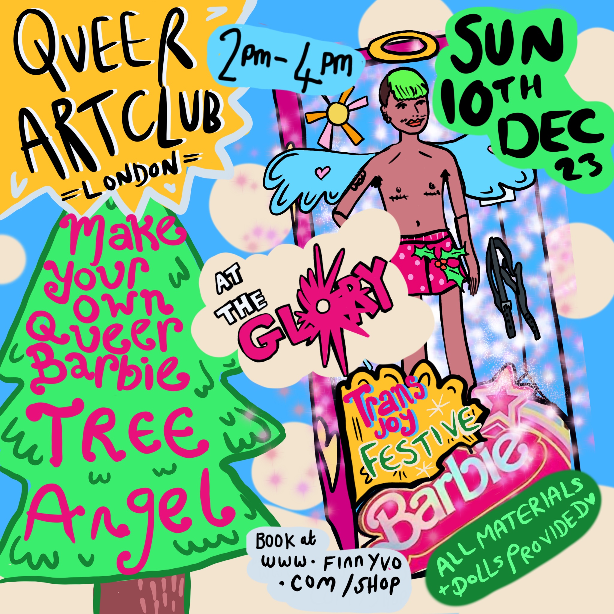 ART: Queer Art Club with Finn Yvo – Queer Your Own Barbie Tree Angel